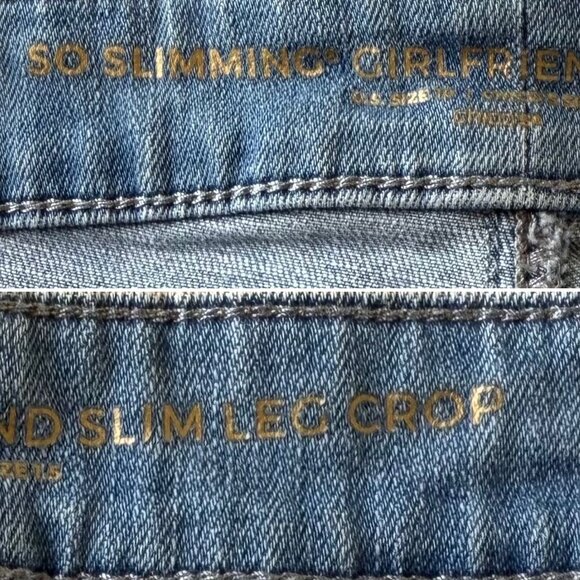 So Slimming Girlfriend Jeans Size 10 Embroidered Slim Leg Crop Light Wash Blue - Picture 9 of 16